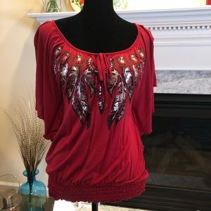Agenda Red Dreamcatcher Blouse